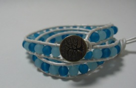 Blue and White Wrap Bracelet