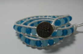 Blue and White Wrap Bracelet